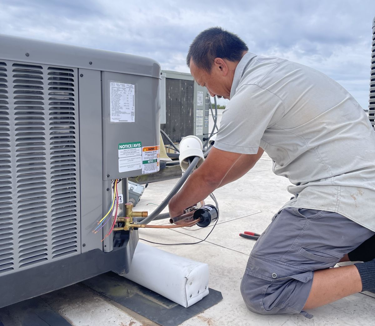 Panther HVAC team maintaining an AC unit