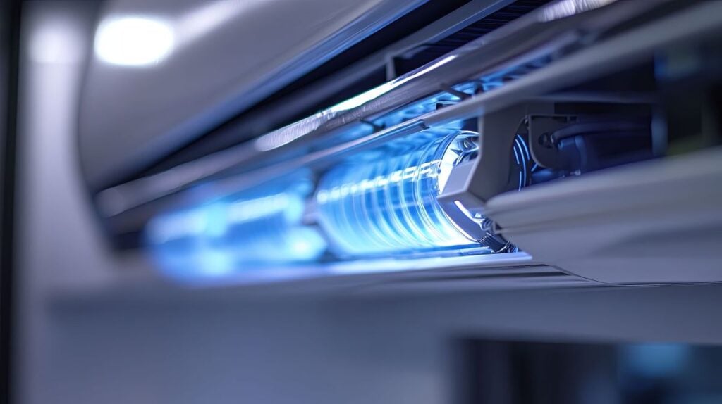 Air Conditioner Interior With Illuminated Ultraviolet Light