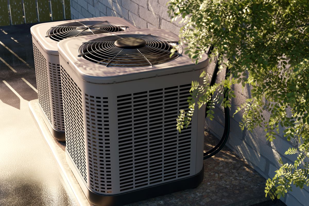 air conditioner near the new house fan air outside