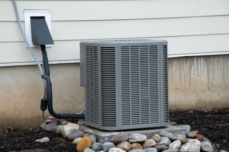 air conditioner near the new house system pump unit
